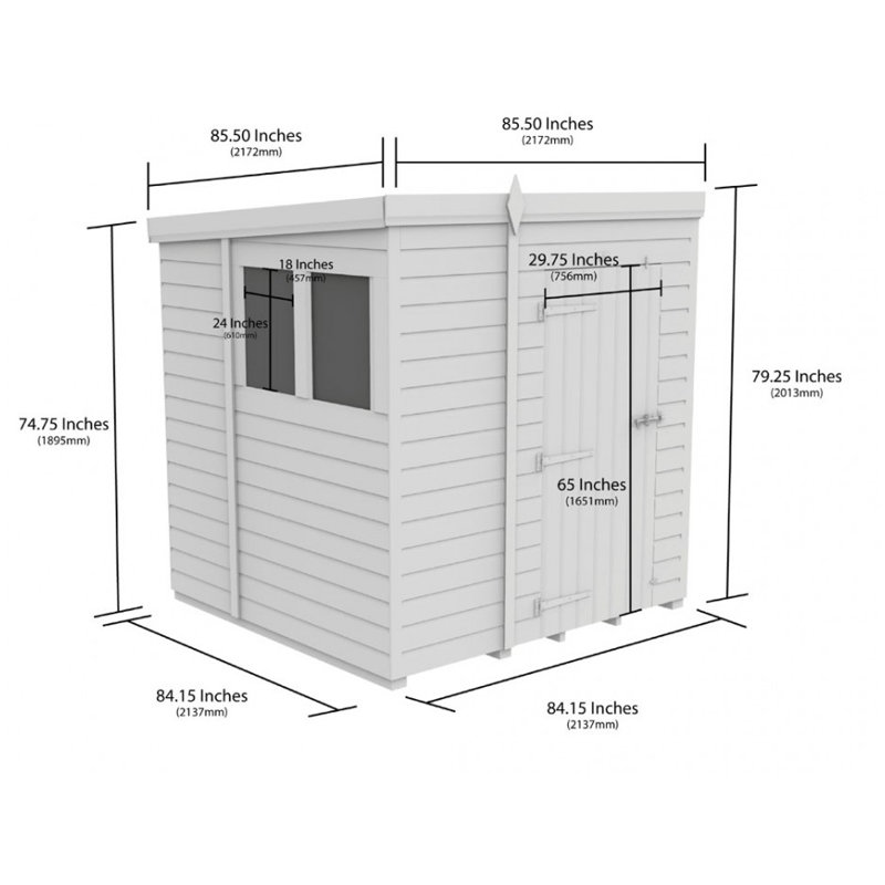 7x7 Pent Composite Shed