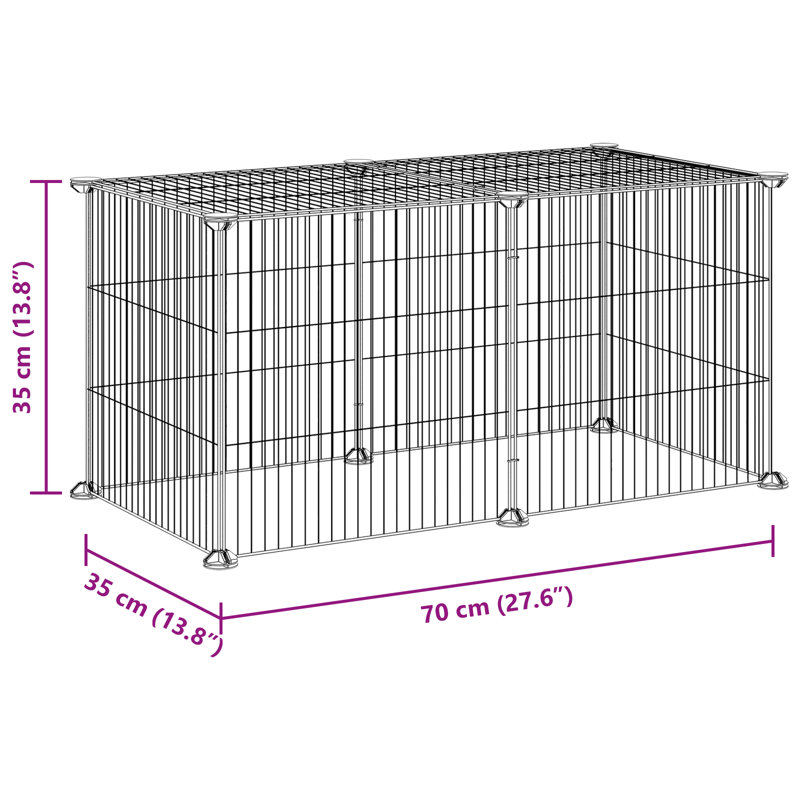 Cage pour animaux extensible en acier thermolaqué noir vidaXL
