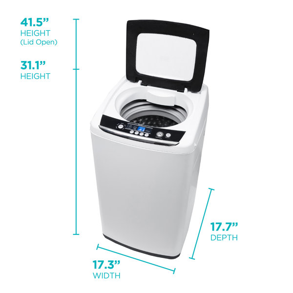  BLACK+DECKER Small Portable Washer, Washing Machine for  Household Use, Portable Washer 1.7 Cu. Ft. with 6 Cycles, Transparent Lid &  LED Display & BWDS Washer Dryer Stacking Rack Stand, White 