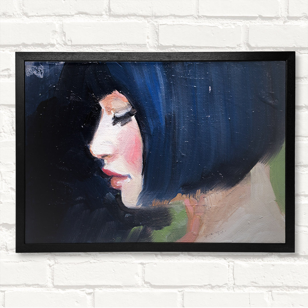 Bob Hair Cut Woman - Closed Corner Frame Kunstdrucke auf Holz