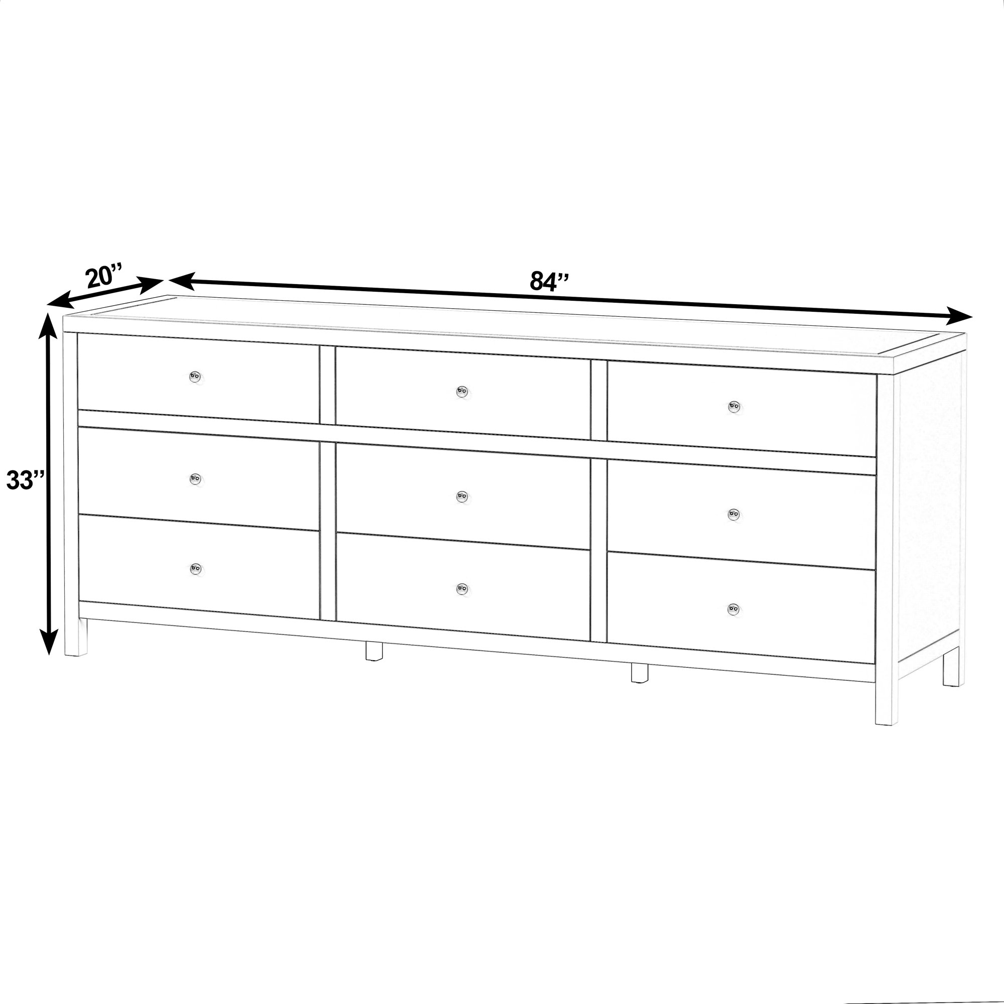Celine 84" 9-Drawer Dresser, Green