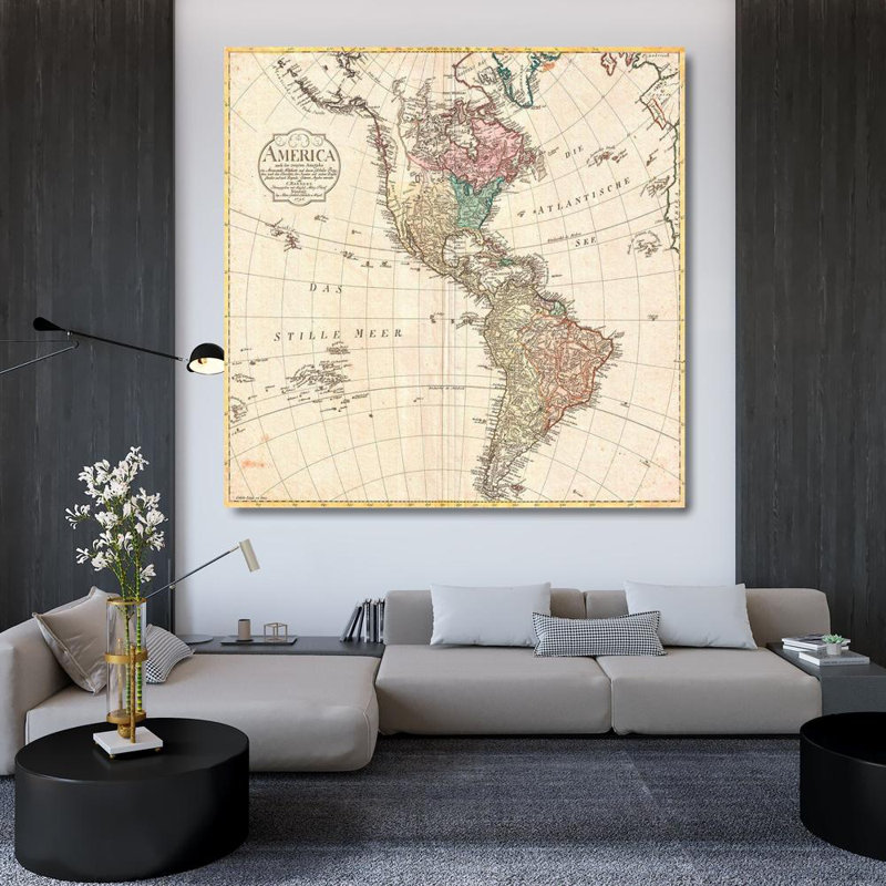 «Longshore Tides Conrad», art sur toile tendue par la galerie Mannert: Carte de l'Amérique du Nord et de l'Amérique du Sud, 1796 1MP4987
