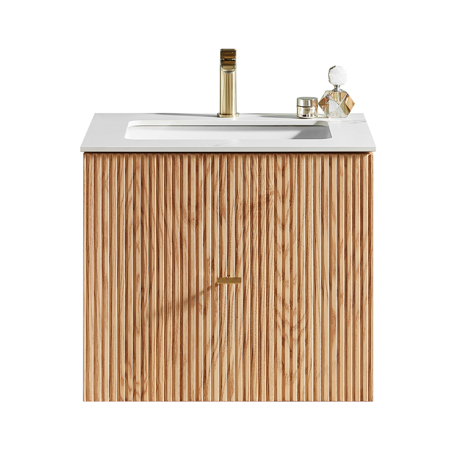 Jamell With Countertop, White, Natural Oak