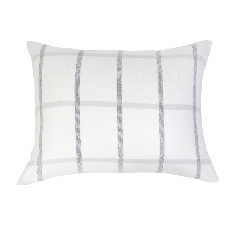 Copenhagen Pillow Cover & Insert, White/Gray Plaid, Rectangle 28"H x 36"W