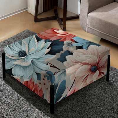 Motif floral multicolore à motif vichy - grand repose-pieds carré floral