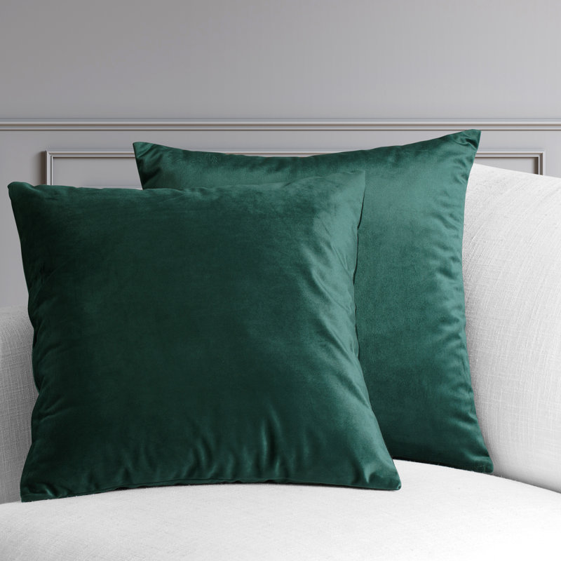 Heritage Plush Velvet Throw Pillow Covers - Decorative Pillow Covers, Forestry Green