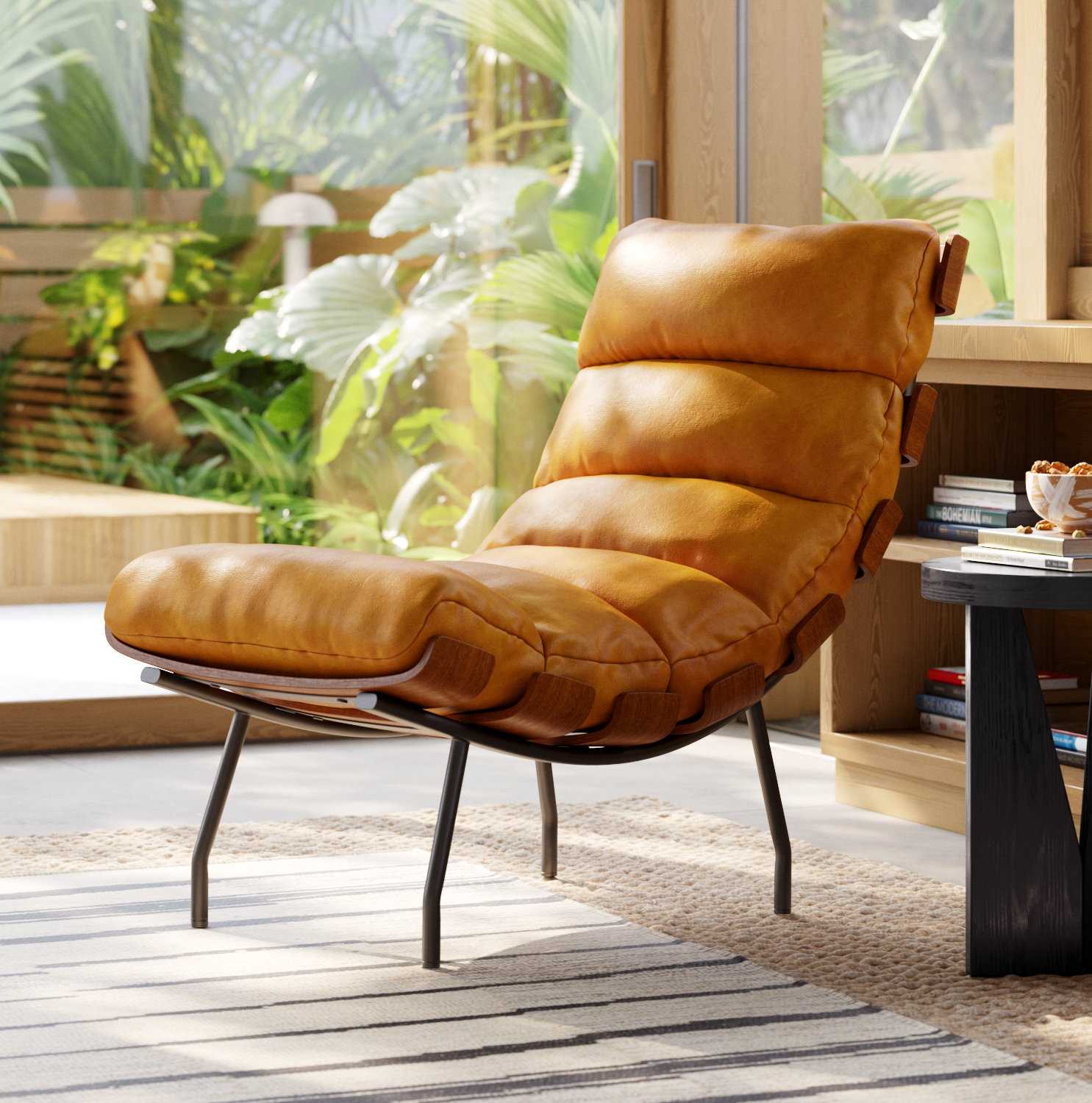 Malin Genuine Leather Lounge Chair, Brown 100% Leather