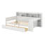 Lit de jour en bois avec tablettes de rangement, deux tiroirs de rangement et bureau d'étude-488637109