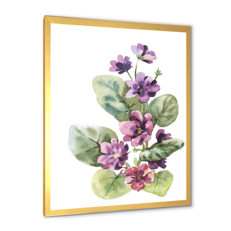 Viola sauvage - fleurs mauves, H 20 po x l 12 po x P 1 po, Encadrement doré