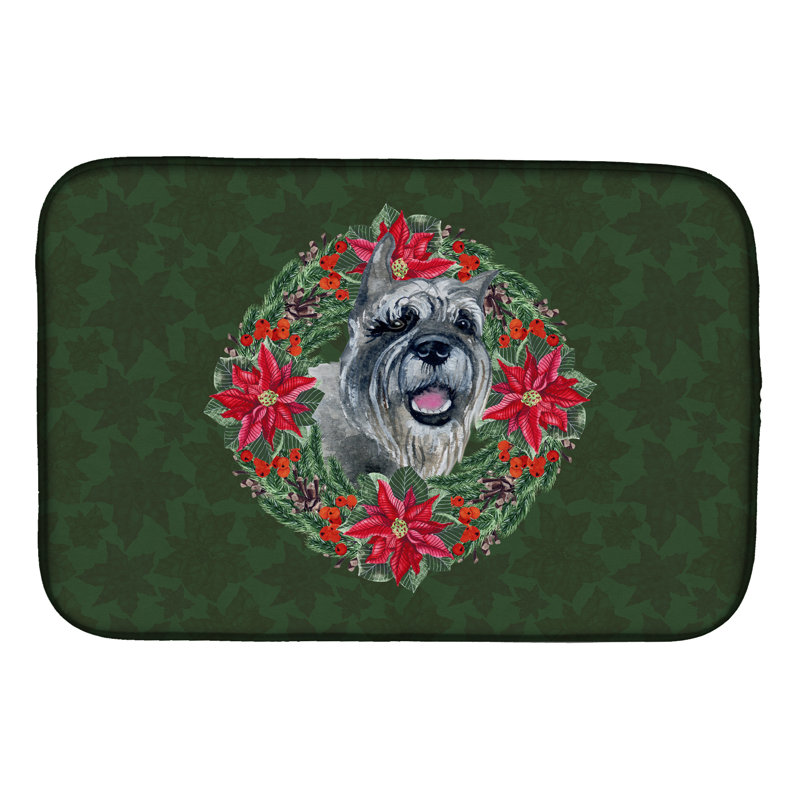 Tapis de séchage en couronne de poinsettia schnauzer