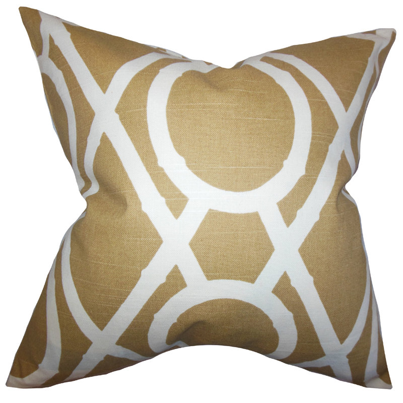 Coussin décoratif en coton géométrique merlan, Ambre, 20 po x 20 po