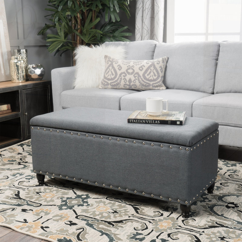 Banc de rangement rembourré, Gris anthracite