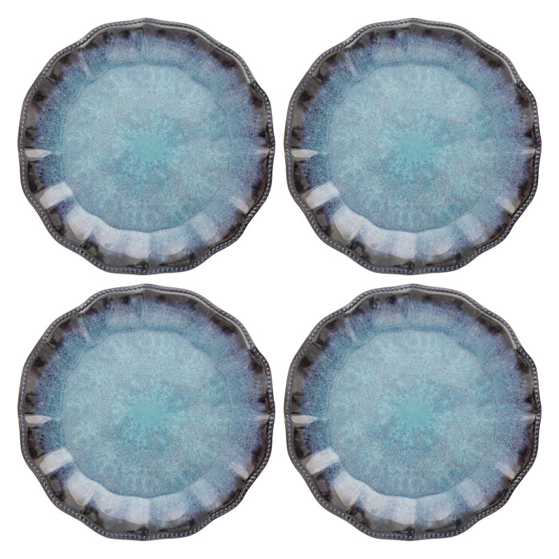 Ensemble de 4 assiettes à dîner en mélamine bleu ivoire