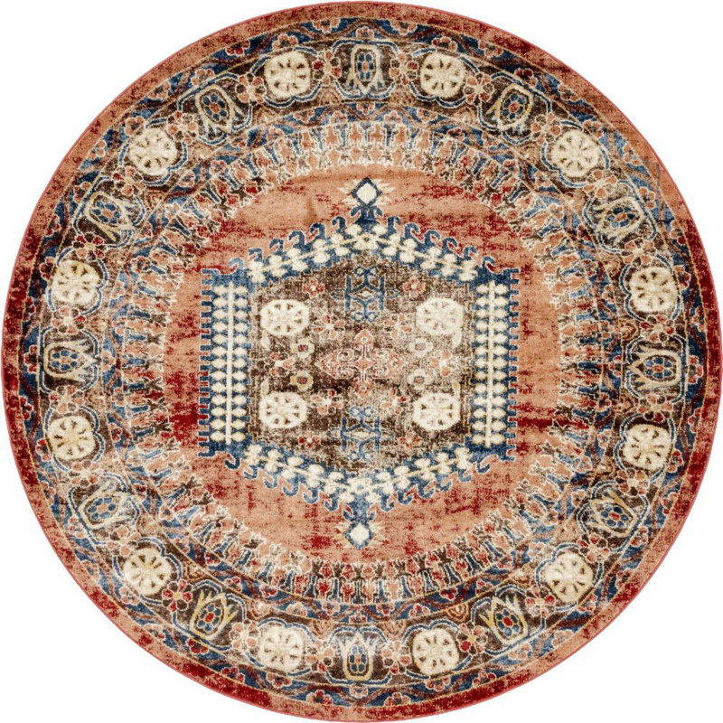 Tapis traditionnel Ulla couleur Bistre, Rond 7 pi
