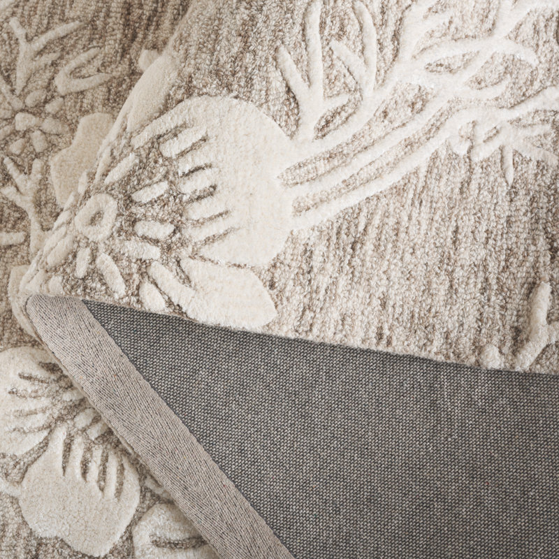 Glamour 151 Hand Tufted Wool/Cotton/Viscose Floral Rug in Brown/Ivory, Rectangle 5' x 8'
