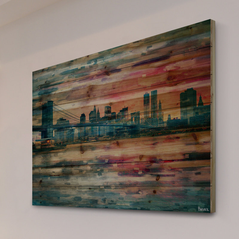 Dramatic Sunset Cityscape Mixed Media Canvas Art