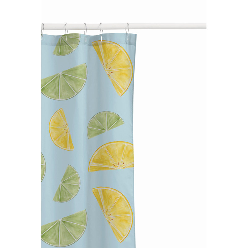 Summer Limes Ultra-Thin Lightweight Shower Curtain, Cloud Blue/Yellow/Green Geometric