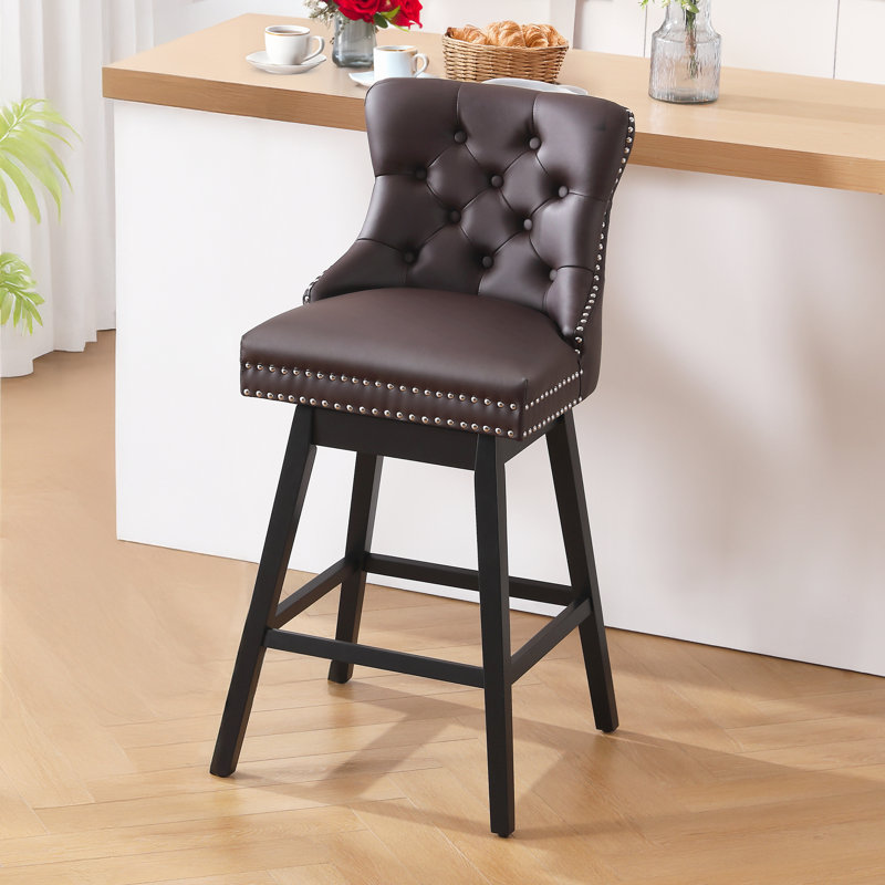 Solid wood Swivel Stool, Brown, Counter Stool (26" Seat Height)