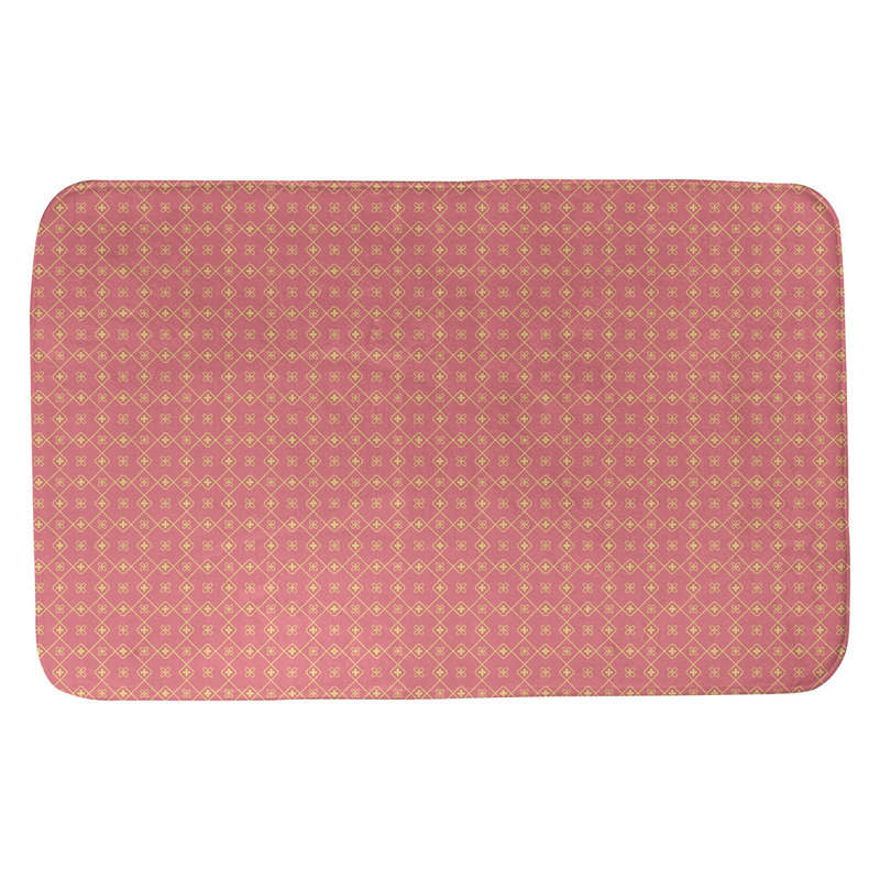 Tapis de bain antidérapant rectangulaire en forme de napperon de style Elizabeth bueschel, l 17 po x L 24 po, Rouge / Jaune
