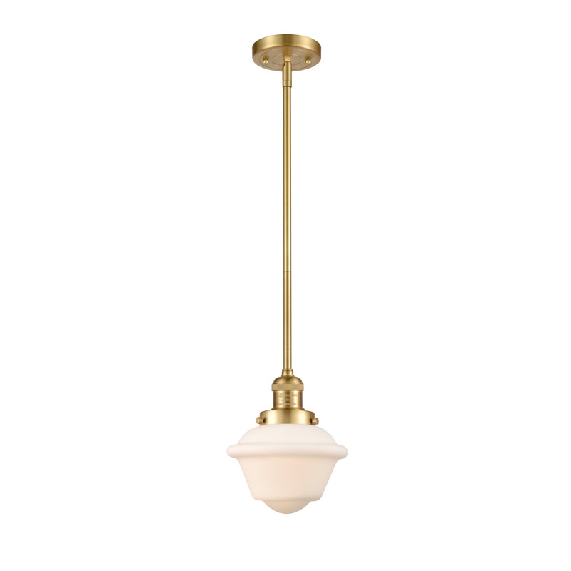 Luminaire suspendu simple 1 lumière Baptiste, Ampoule DEL 6 watts Vinage, Blanc mat, Or satiné
