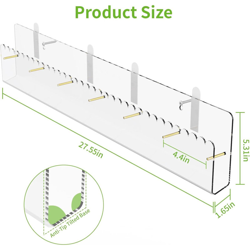 Acrylic Brochure Holder Wall Mount With Magnetic Adjustable Dividers, 6-Slot Wavy Lace Display Stand For Pamphlets, Menus, Documents And Leaflets, Multi-Mount Installation Options