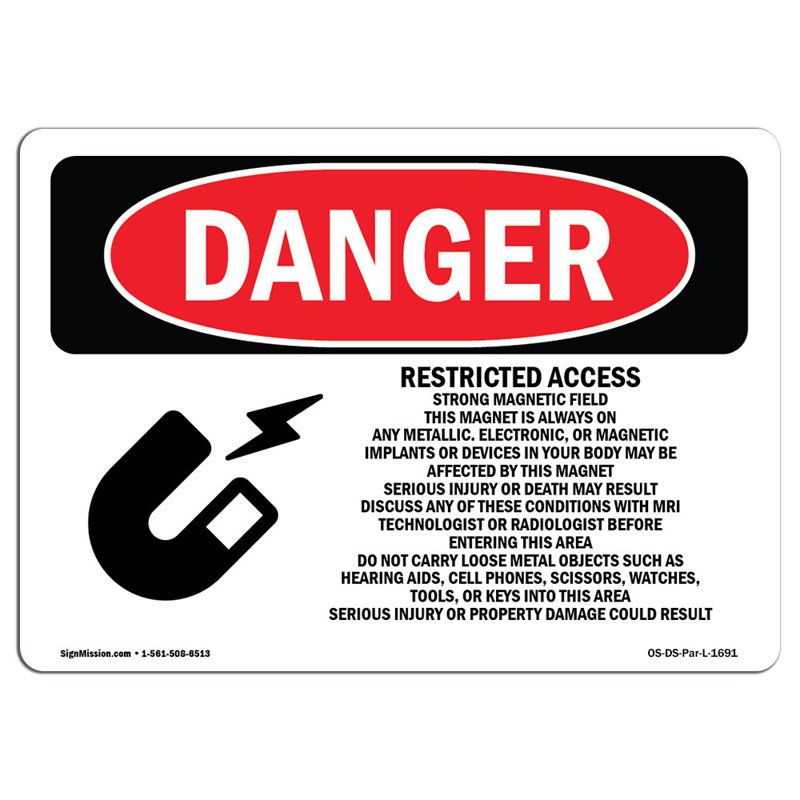Signe de danger, H 18 po x l 24 po x P 0,1 po