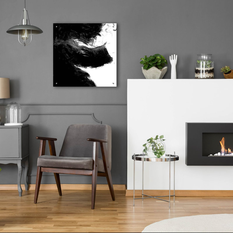 Art mural en verre épique «Sketchy 4» par Alonzo Saunders, 24 po x 24 po, H 24 po x l 24 po