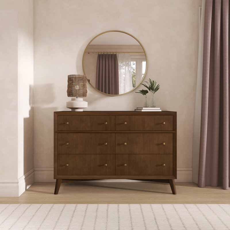 Evolur Loft Antilia Mid-Century Double Dresser, Walnut