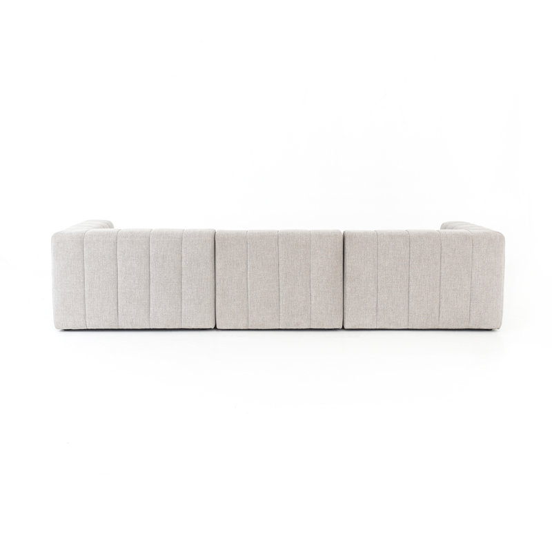 Grayson 110" Left Hand Facing Sectional with Ottoman, Neutral Sandstone Polyester, Left Hand Facing