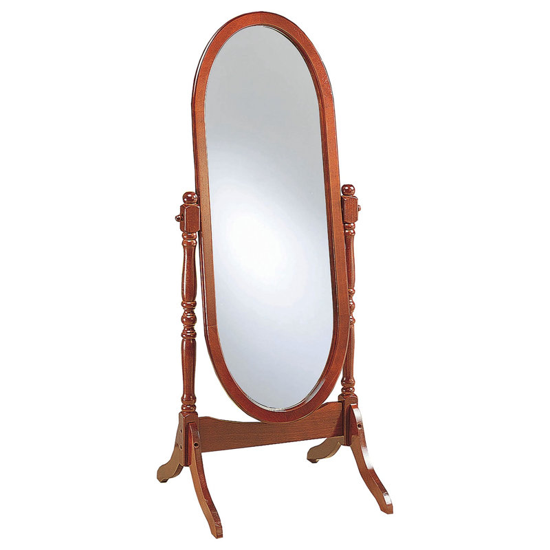 Finition miroir de plancher de bois traditionnel de style reine Anna, 59"H x 23"W x 20"D, Ancien