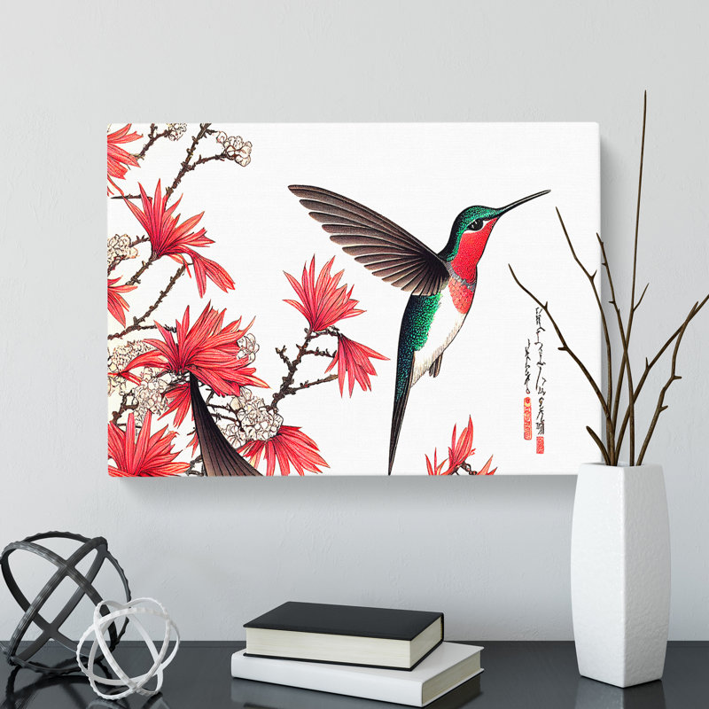 Japanese Hummingbird - Wrapped Canvas Painting, 35cm H x 50cm W x 3cm D