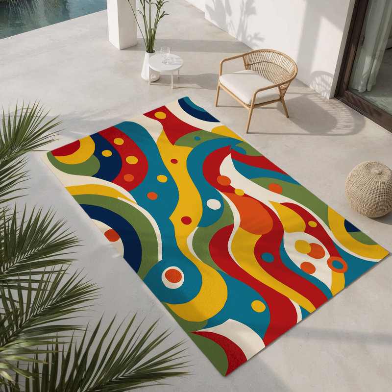 Tapis intérieur et extérieur Jazzy Wiggle, Rectangle 5 pi x 7 pi