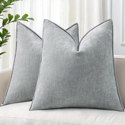 Ensemble de 2 housses de coussins décoratifs de Noël en velours de velours neutre en chenille de style européen pour canapé-lit
