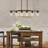 5/6-Light Linear Black Wooden Kitchen Island Pendant Light-403159130