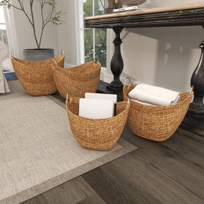 Panier De Rangement/pique-nique En Osier Avec Doublure Tissu - 32x25x14cm - Déco Rustique Multifonction Pour Maison/jardin