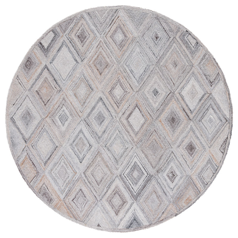 Liskeard Hand Tufted Geometric Area Rug , Round 6'