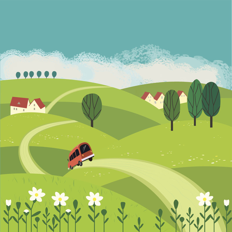Rural Landscape by Svetlana Aganina - Wrapped Canvas Print, 30cm H x 30cm W