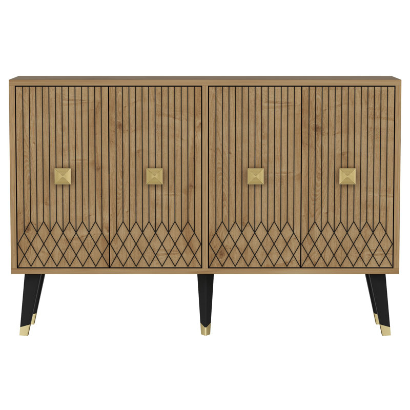 Odessa 80cm Console Table, Sapphire Oak/Gold