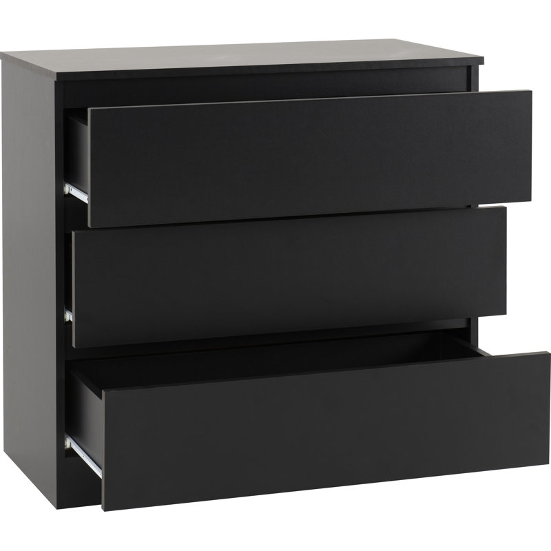 Braunstein 3 Drawer Chest, Black