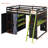 Modern Gaming Loft Bed With Desk, Lighted Pegboard, Storage Bookcase And Wardrobe-714363713