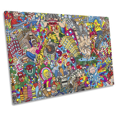 Love Music Graffiti Collage 1 Piece Wrapped Canvas Wall Art