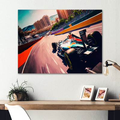 Voiture de course à Monaco GP III - Décoration murale moderne en métal