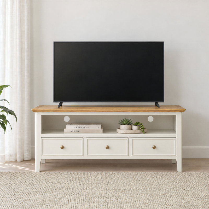 TV Stand, 55cm H x 120cm W x 40cm D, Oak/Cream