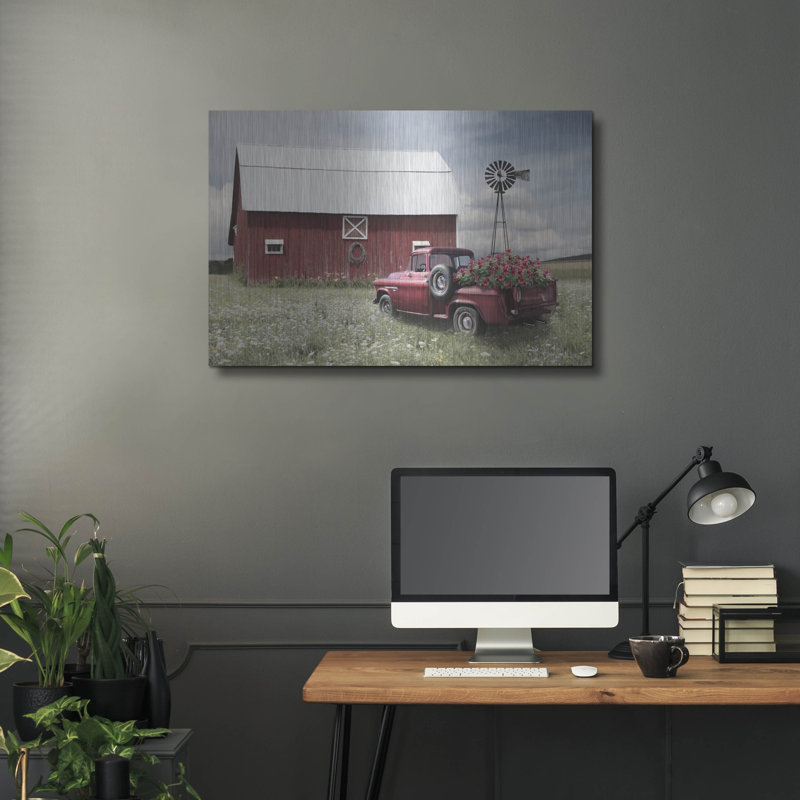 «Little Barn» par Lori Deiter, art mural en métal, H 24 po x l 36 po