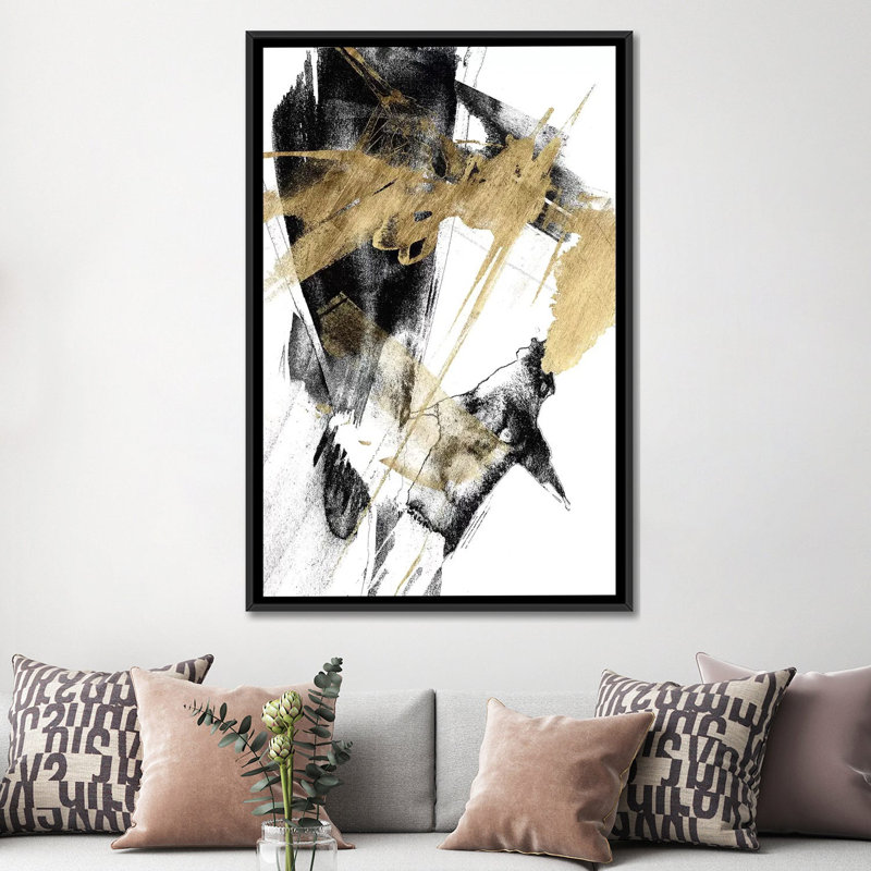 « Glam & Black I » par Jennifer Goldberger-impression, H 60 po x l 40po x P 1,5 po, Toile avec cadre noir