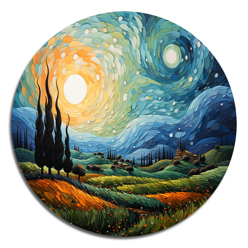 Jamarion - Paysages d'art rond en métal, H 16 po x l 16 po
