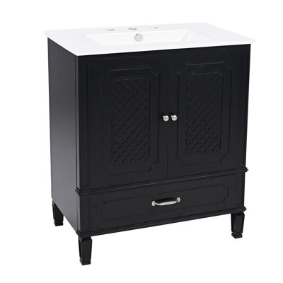 Meuble-lavabo de style rétro avec lavabo et rangement spacieux