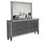 Ensemble de chambre avec grand lit 4 pièces Laine, tête de lit tapissier grise et bordure en cristal-118445273