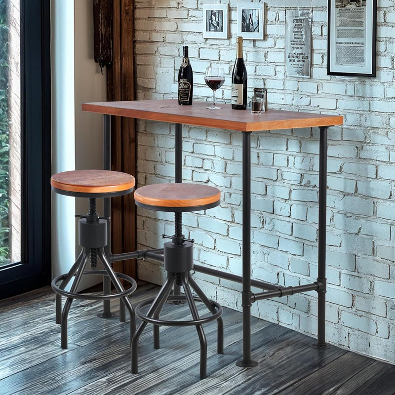 Table de bar industrielle de 41,3 pouces de hauteur avec bistro rétro 