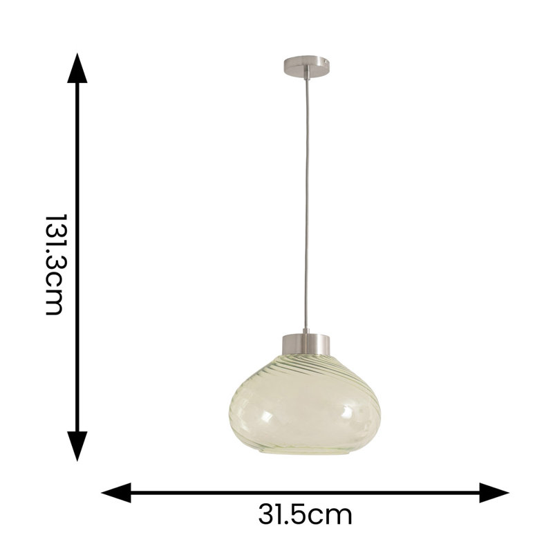 1 - Light Pendant, Green, Chrome